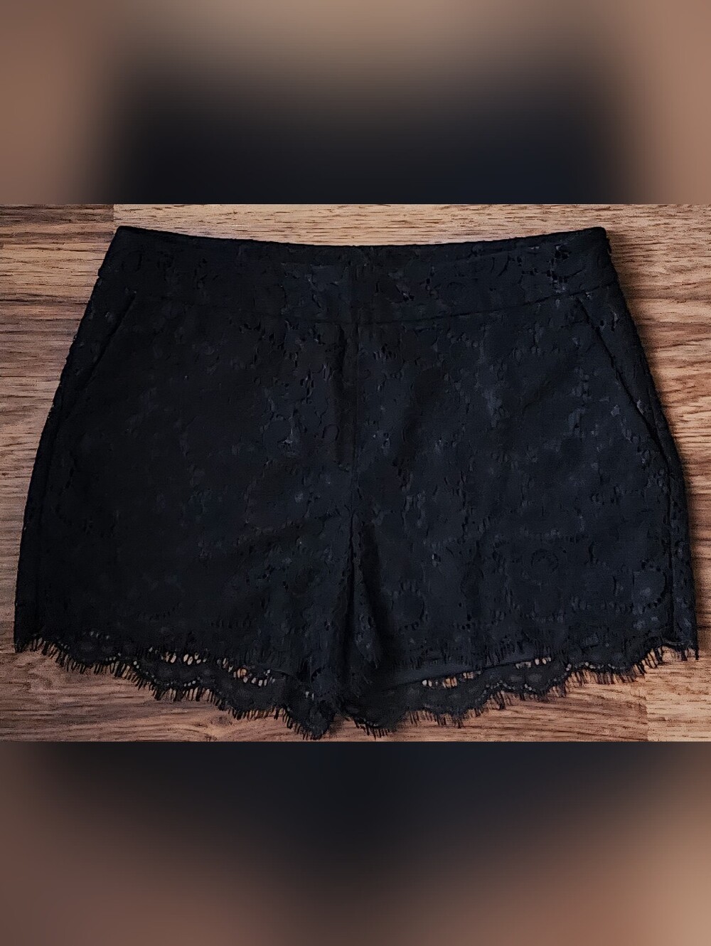 Express Black Formal Floral Lace Shorts - Picture 2 of 7